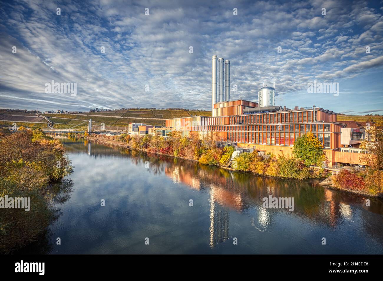 Bild mit hohem Dynamikbereich des Kraftwerks Würzburg, Deutschland Stockfoto
