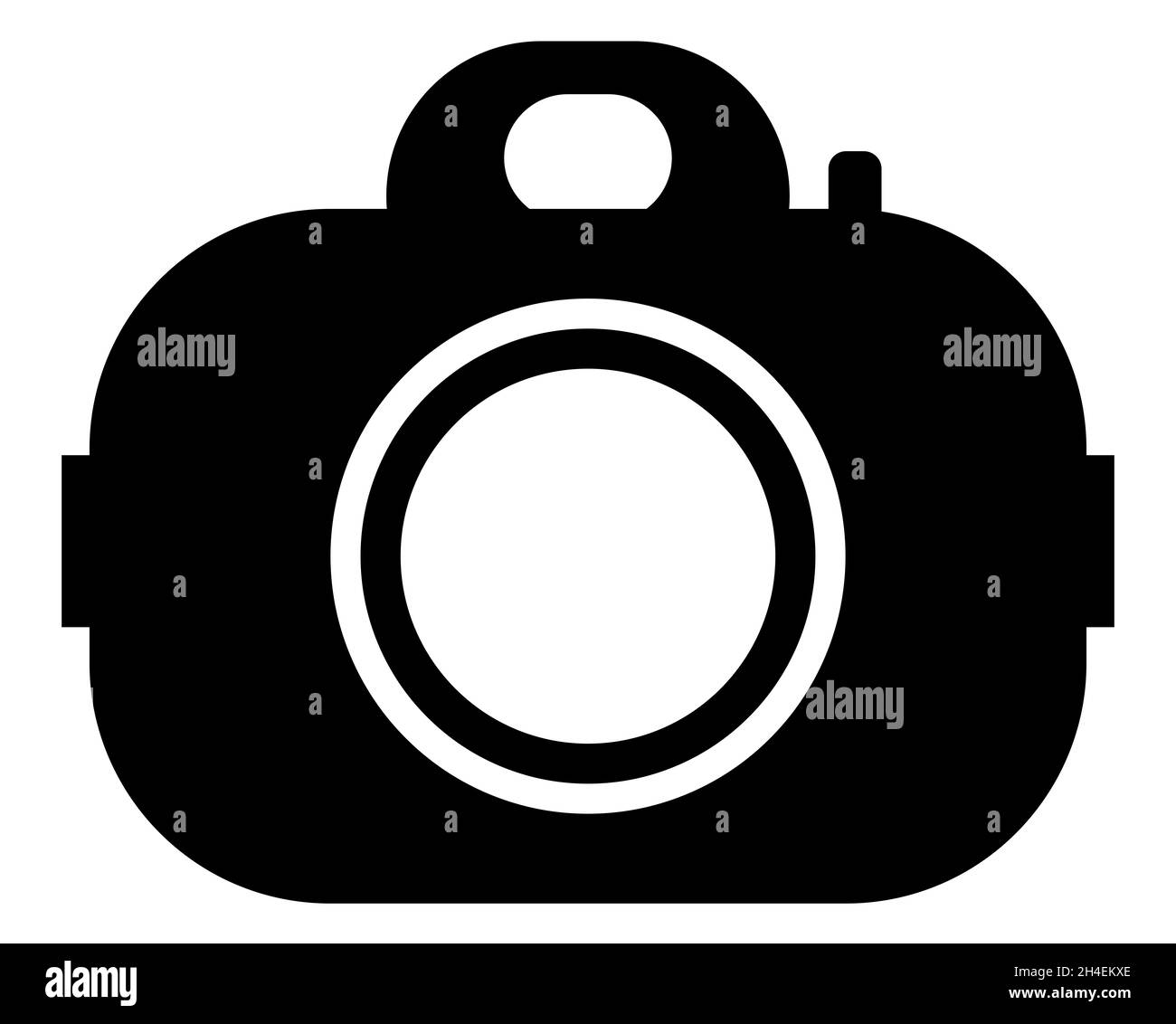 Eine typische Silhouette einer isolierten Kamera im Cartoon-Stil in Weiß und Schwarz Stockfoto