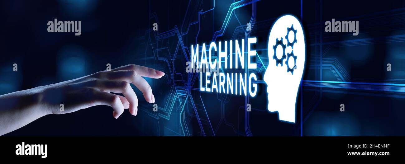 Maschinelles Lernen KI Künstliche Intelligenz neuronales Netztechnologiekonzept. Stockfoto