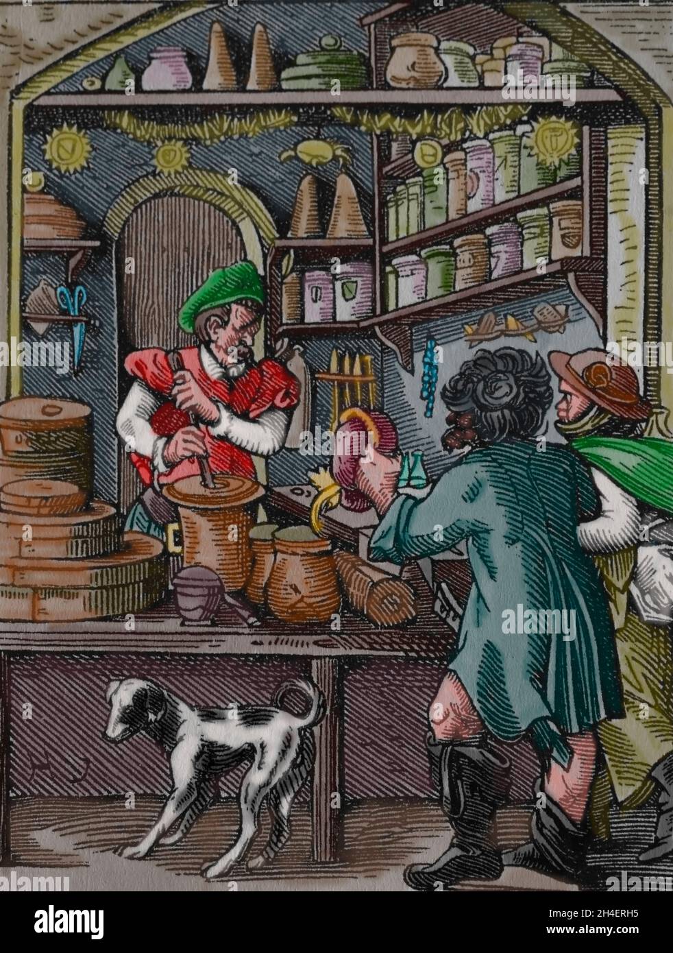 Drogenabhängige, 1568. Stich von Jost Amman. Stockfoto
