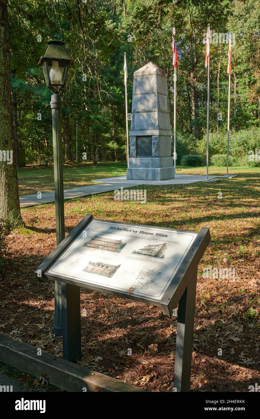 Cherokee Indian Memorial an der New Echota Historic Site in Calhoun Georgia, USA, auf den Spuren der Tränen. Stockfoto