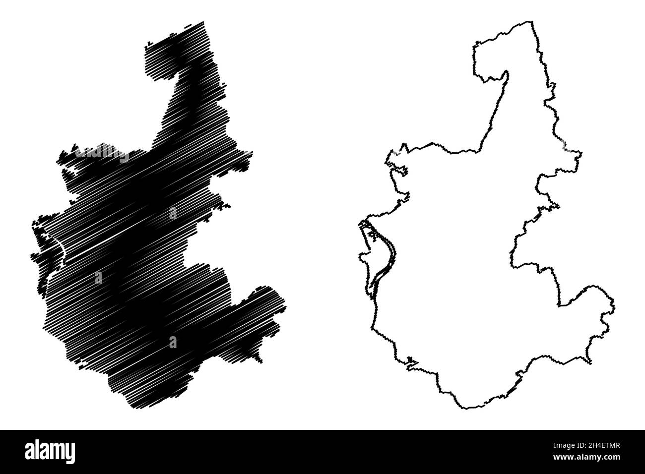 Sambalpur Bezirk (Odisha Staat, Republik Indien) Karte Vektor Illustration, scribble Skizze Sambalpur Karte Stock Vektor