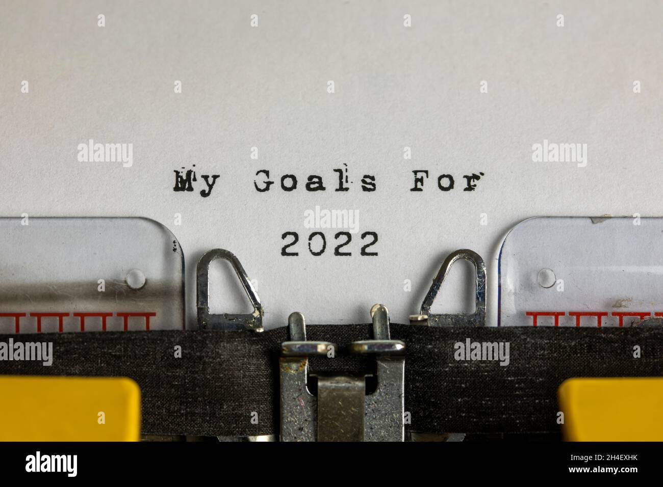 Meine Ziele für 2022 stehen auf einer alten Schreibmaschine Stockfoto