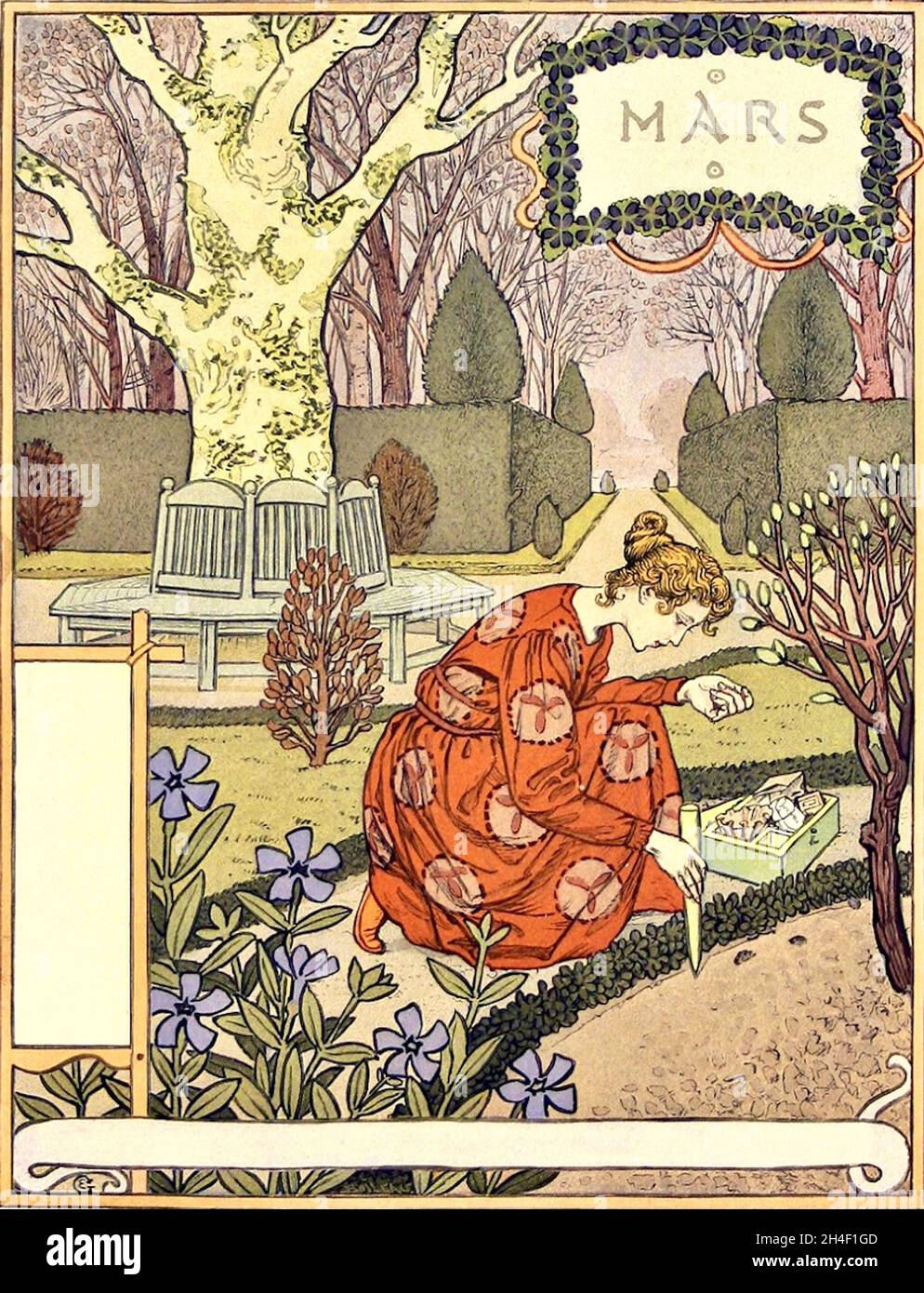 Der Kalender von Eugène Grasset im Auftrag des Pariser Kaufhauses La Belle Jardinière - die Monate - März Stockfoto