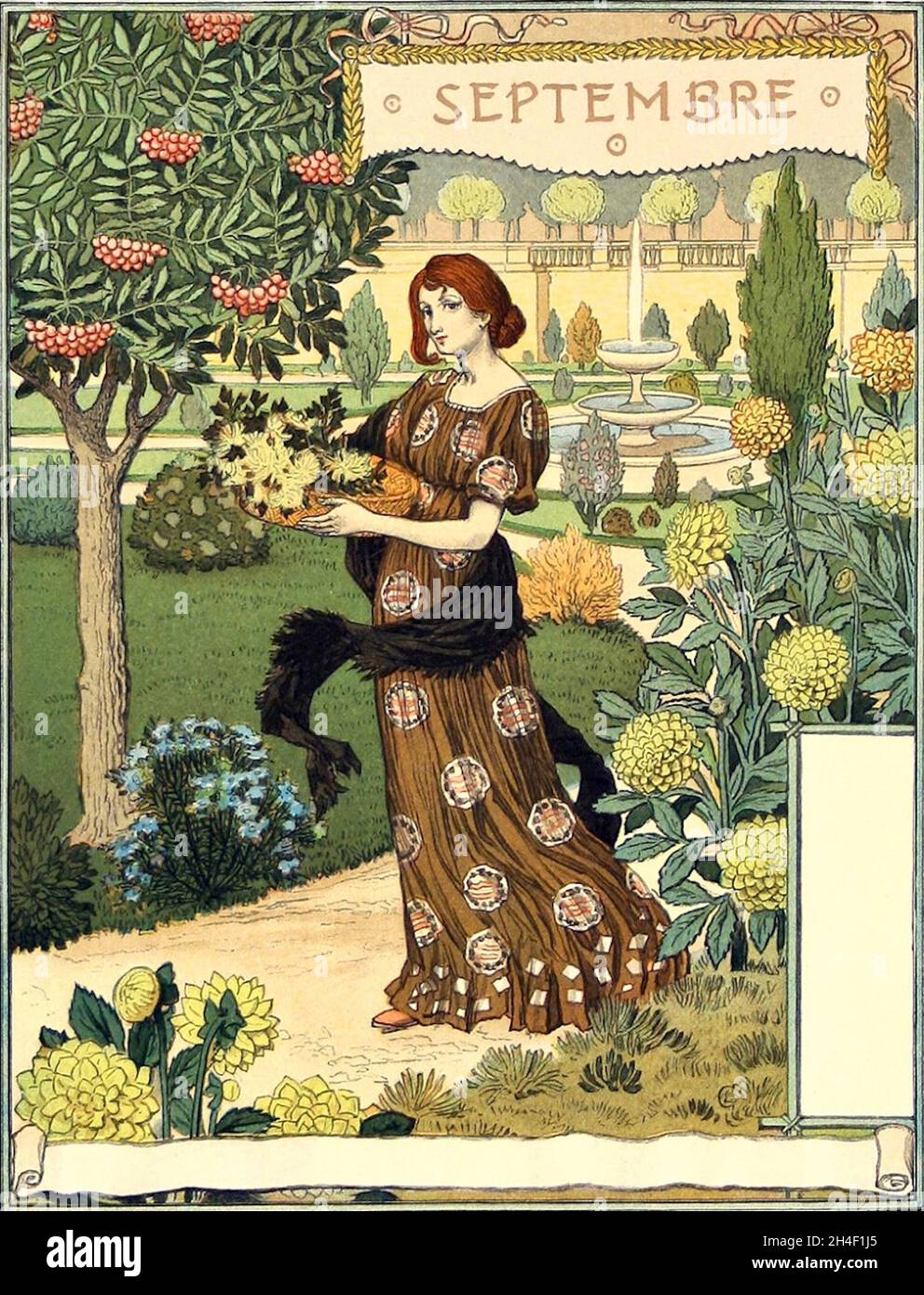 Der Kalender von Eugène Grasset im Auftrag des Pariser Kaufhauses La Belle Jardinière - die Monate - September Stockfoto