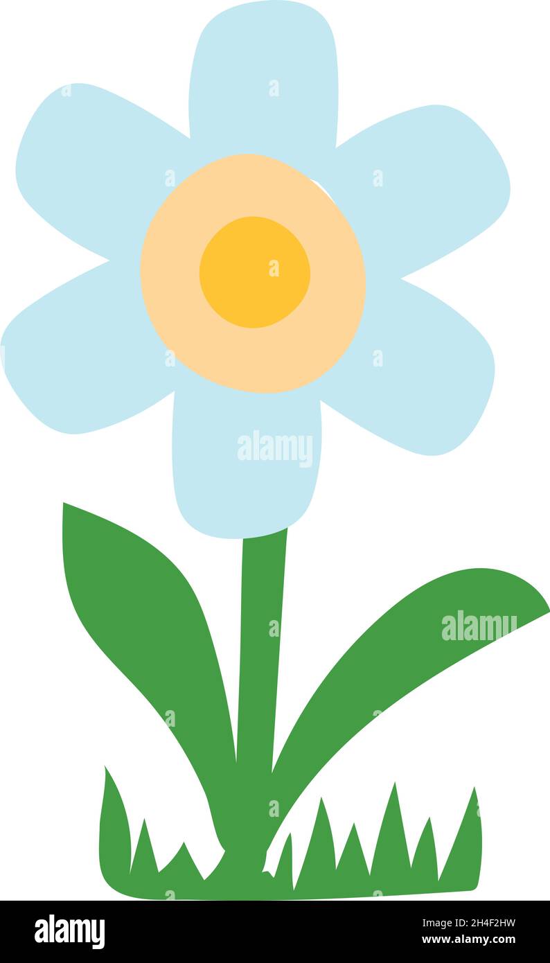 Weiße Blume im einfachen Ziehstil des Kindes. Niedliche Pflanze Stock Vektor