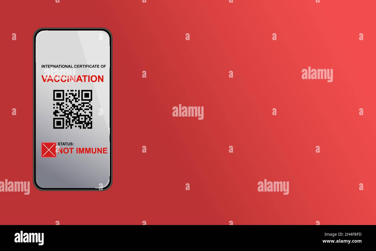 QR-Code auf einem Smartphone ohne Impfmarkierung. Stock Vektor