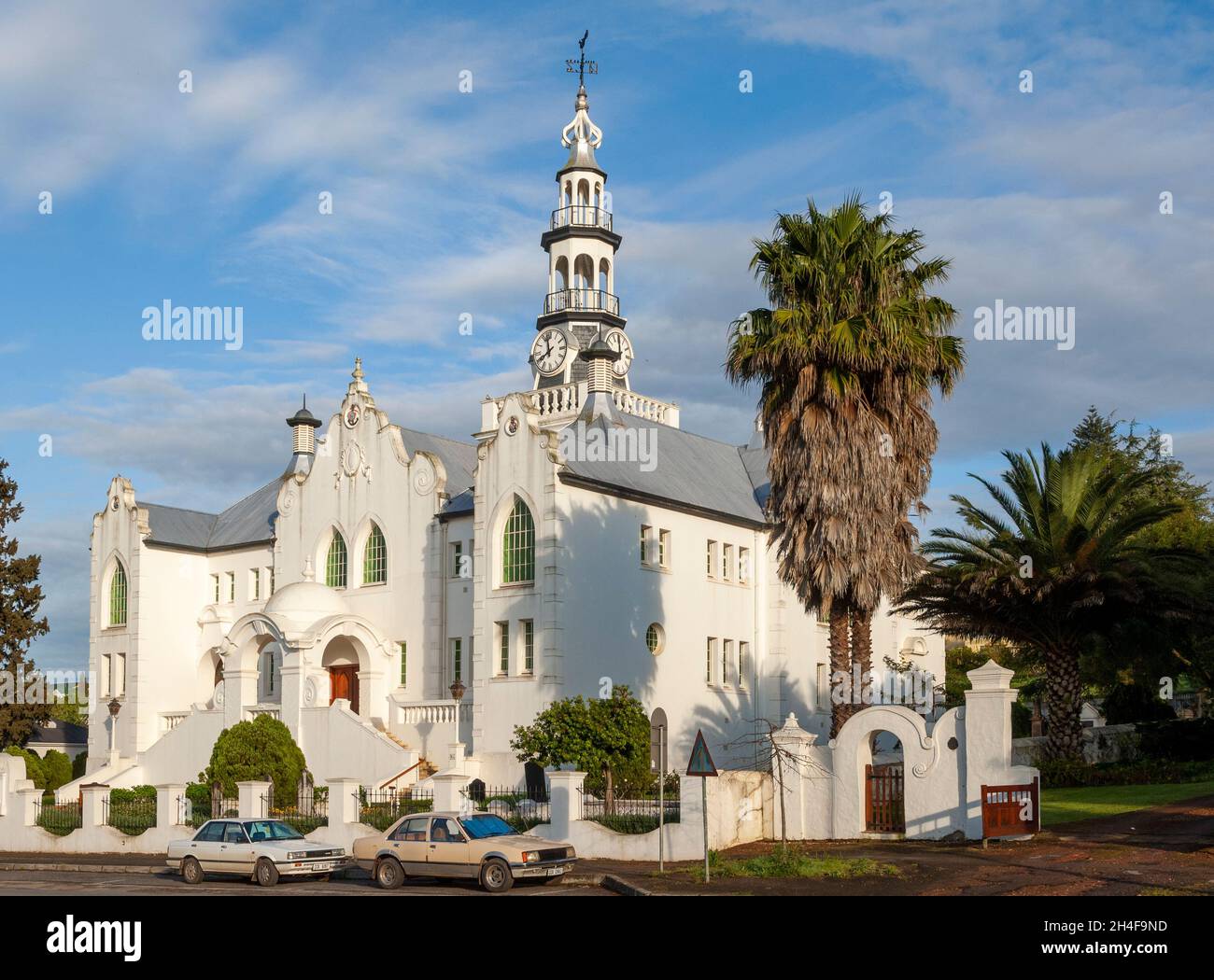 Nederduitse Gereformeerde Kerk - 'Wit Kerk', Swellendam, Westkap, Südafrika, Afrika. Stockfoto