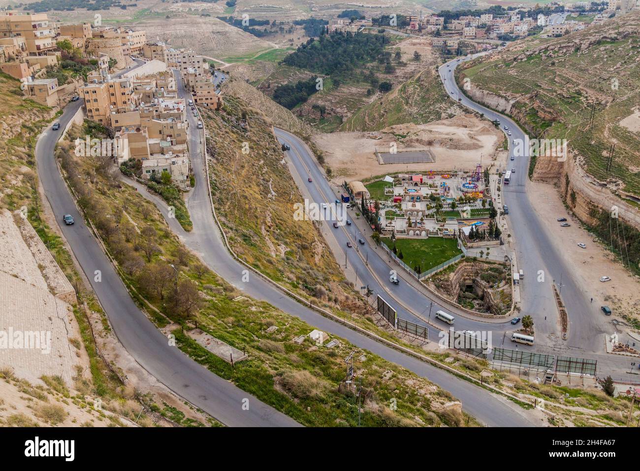 Straße der Stadt Karak, Jordanien Stockfoto