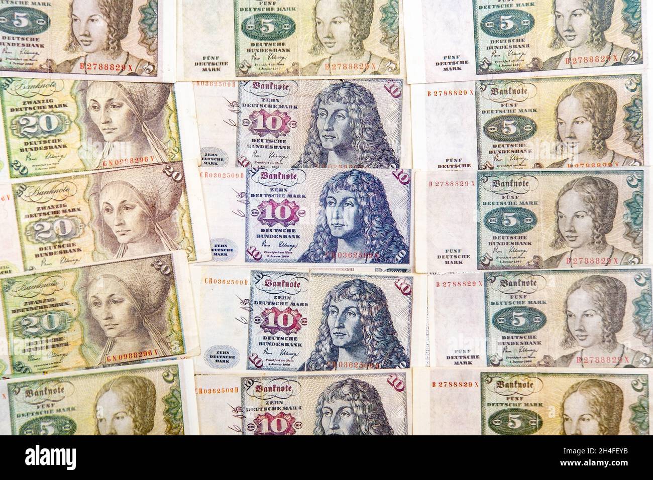 Eine Kopie der alten europäischen Währung der deutschen Mark. Stockfoto