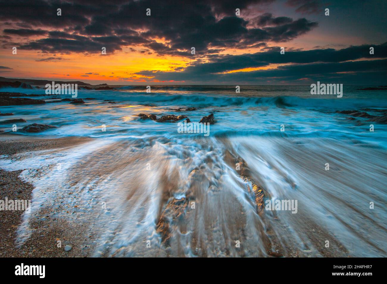 Sonnenuntergang Bei Little Fistral Stockfoto