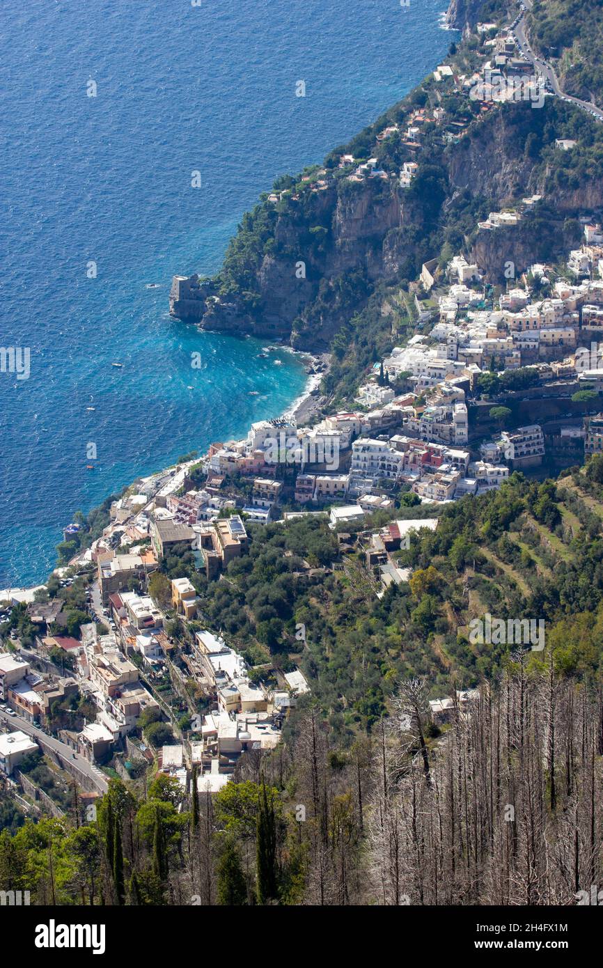 Positano Blick vom Pfad der Götter Sentiero degli Dei Stockfoto