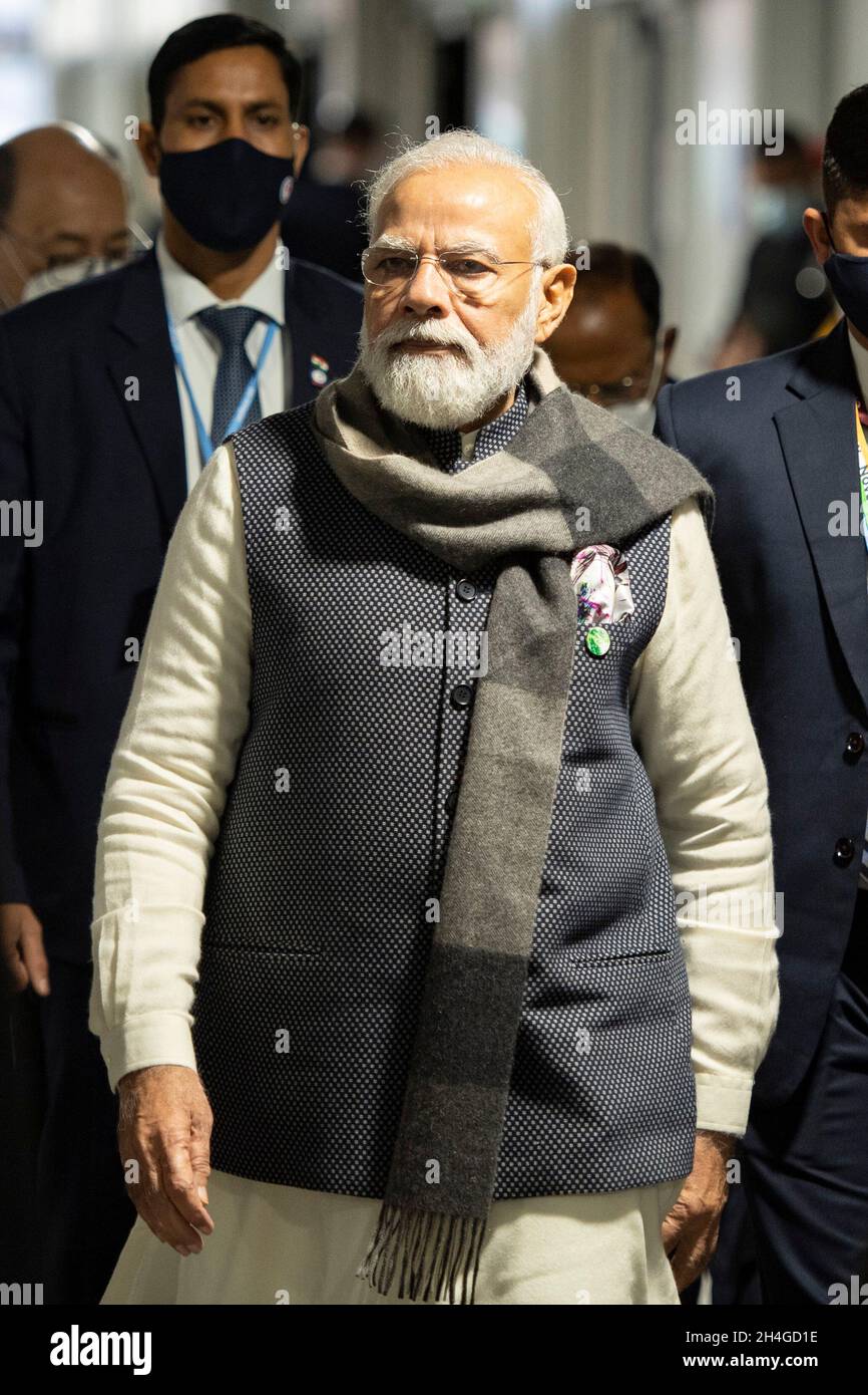 Glasgow, Schottland, Großbritannien. November 2021. IM BILD: Narendra Modi, Premierminister von Indien. An diesem Nachmittag treffen sich die Staats- und Regierungschefs der Welt auf der COP26-Klimakonferenz in Glasgow. Quelle: Colin Fisher/Alamy Live News Stockfoto