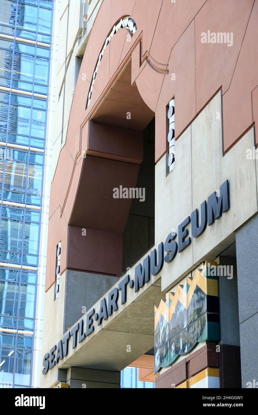 Seattle Art Museum.SAM mit Schild.Seattle.Washington.USA Stockfoto