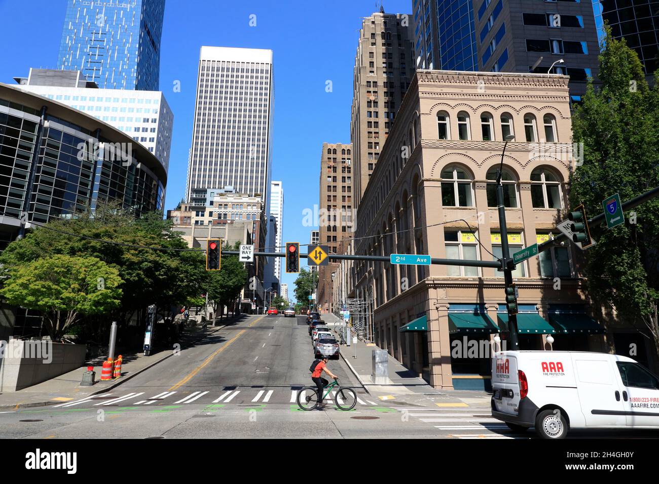 Downtown Seattle 2nd Avenue und University Street. Seattle.Washington.USA Stockfoto