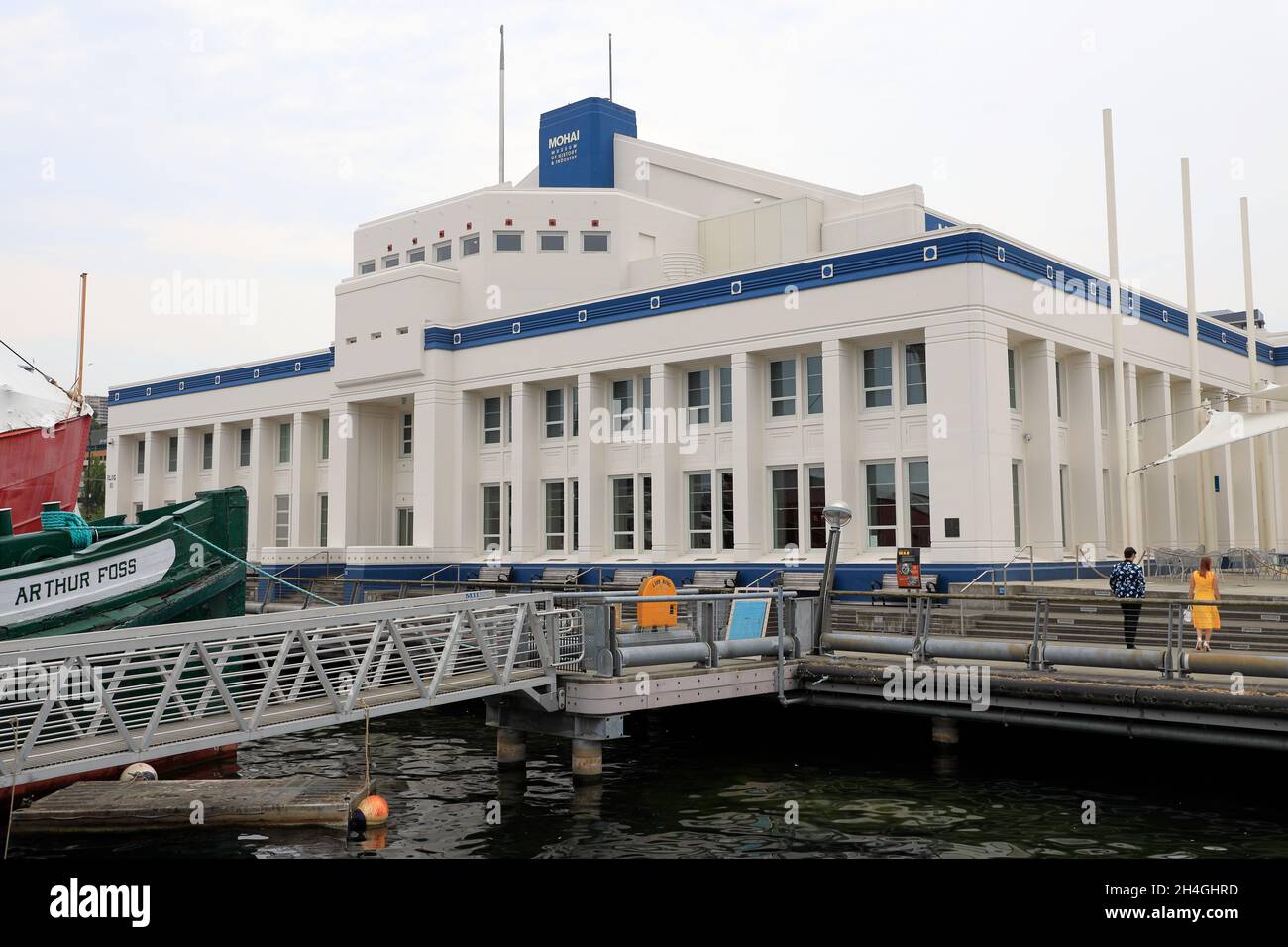 Außenansicht des Museum of History & Industry, des ehemaligen Naval Reserve Armory Gebäudes im Lake Union Park.Seattle.Washington State.USA Stockfoto