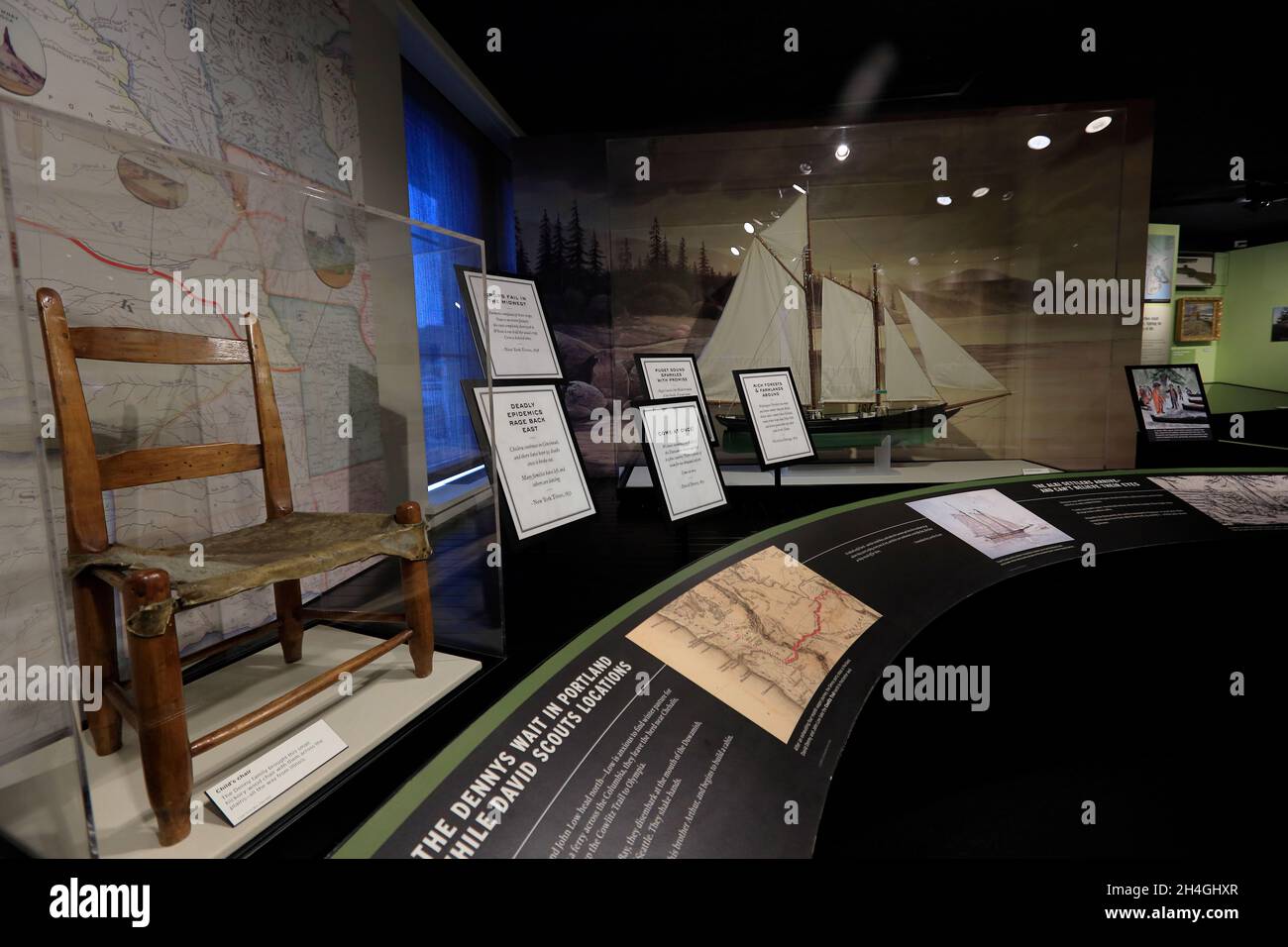 Ausstellung der Frühgeschichte von Seattle im Museum für Geschichte und Industrie.Seattle.Washington.USA Stockfoto