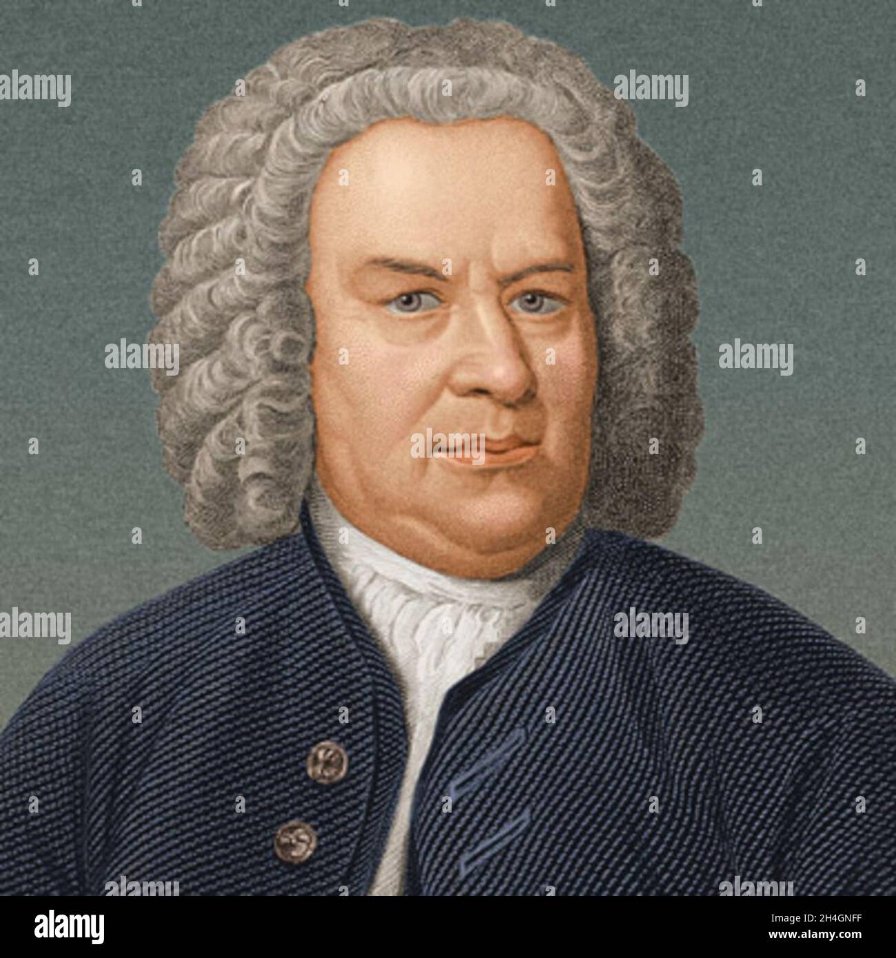 Ein Porträt des deutschen Komponisten JS Bach Stockfoto