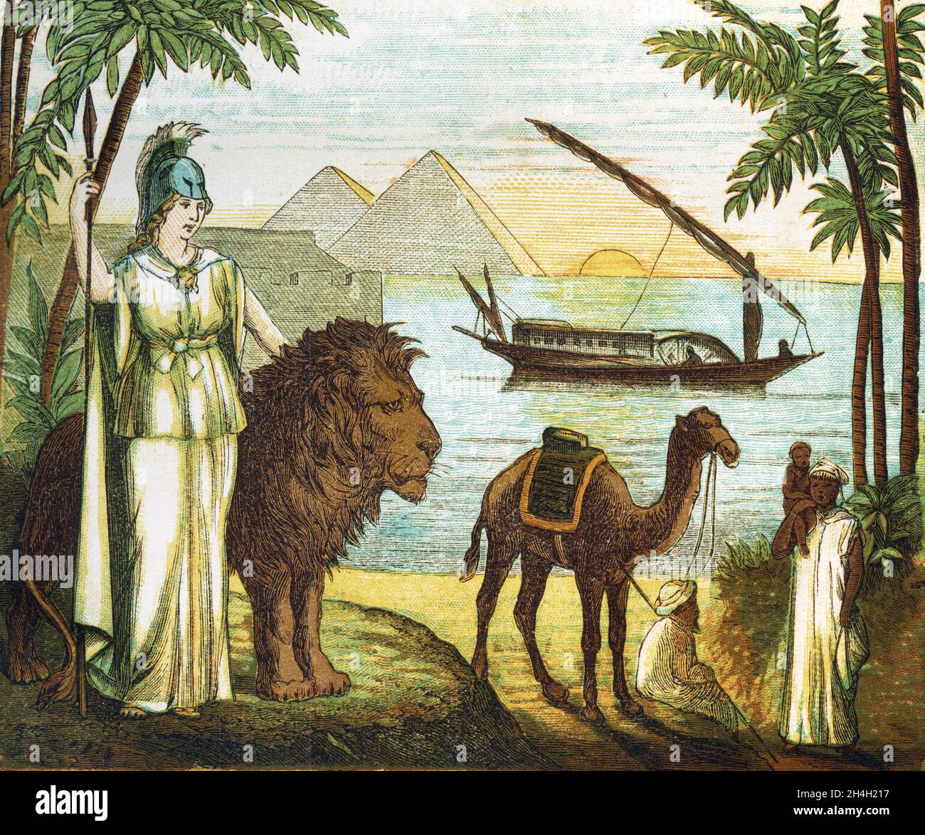 Illustration aus dem Titelblatt eines Buches The English in Egypt, mit dem Leben von General Gordon und anderen Pionieren der Freiheit Stockfoto