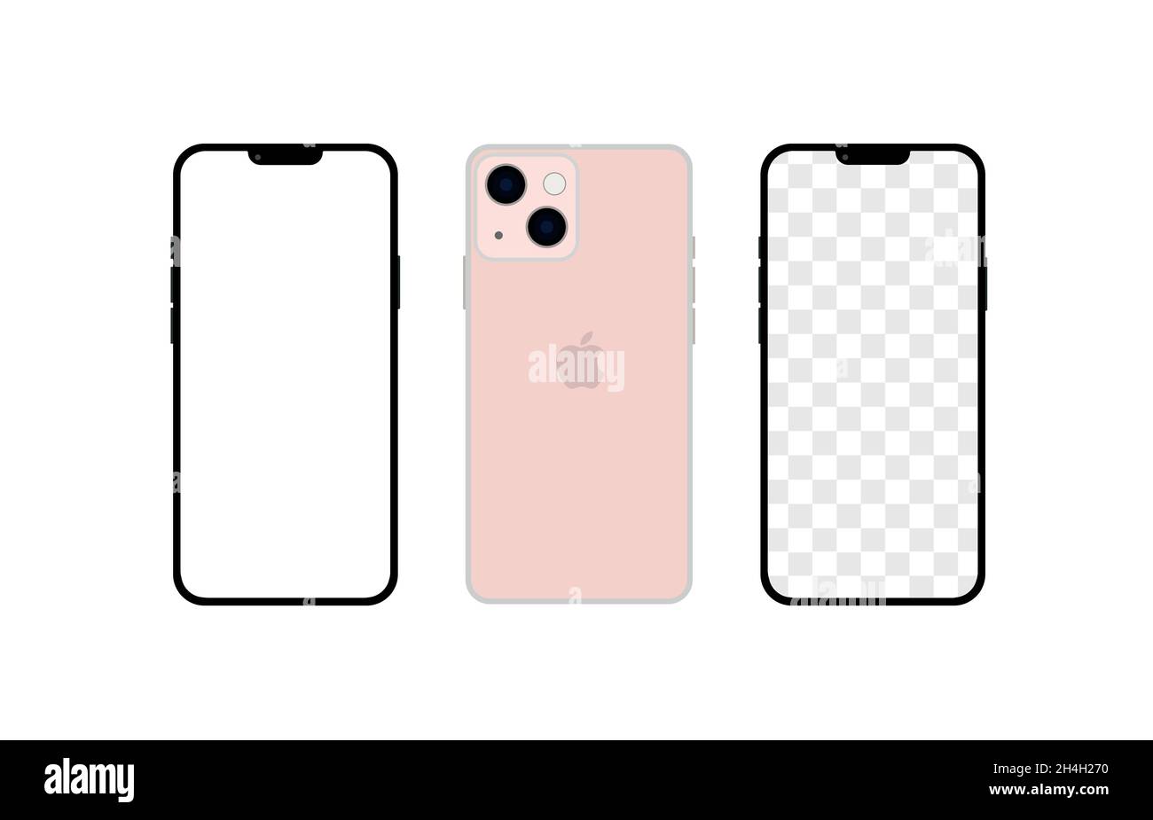 IPhone 13 rosa Farbe. Realistisches Smartphone-Modell. Vektor Stock Vektor