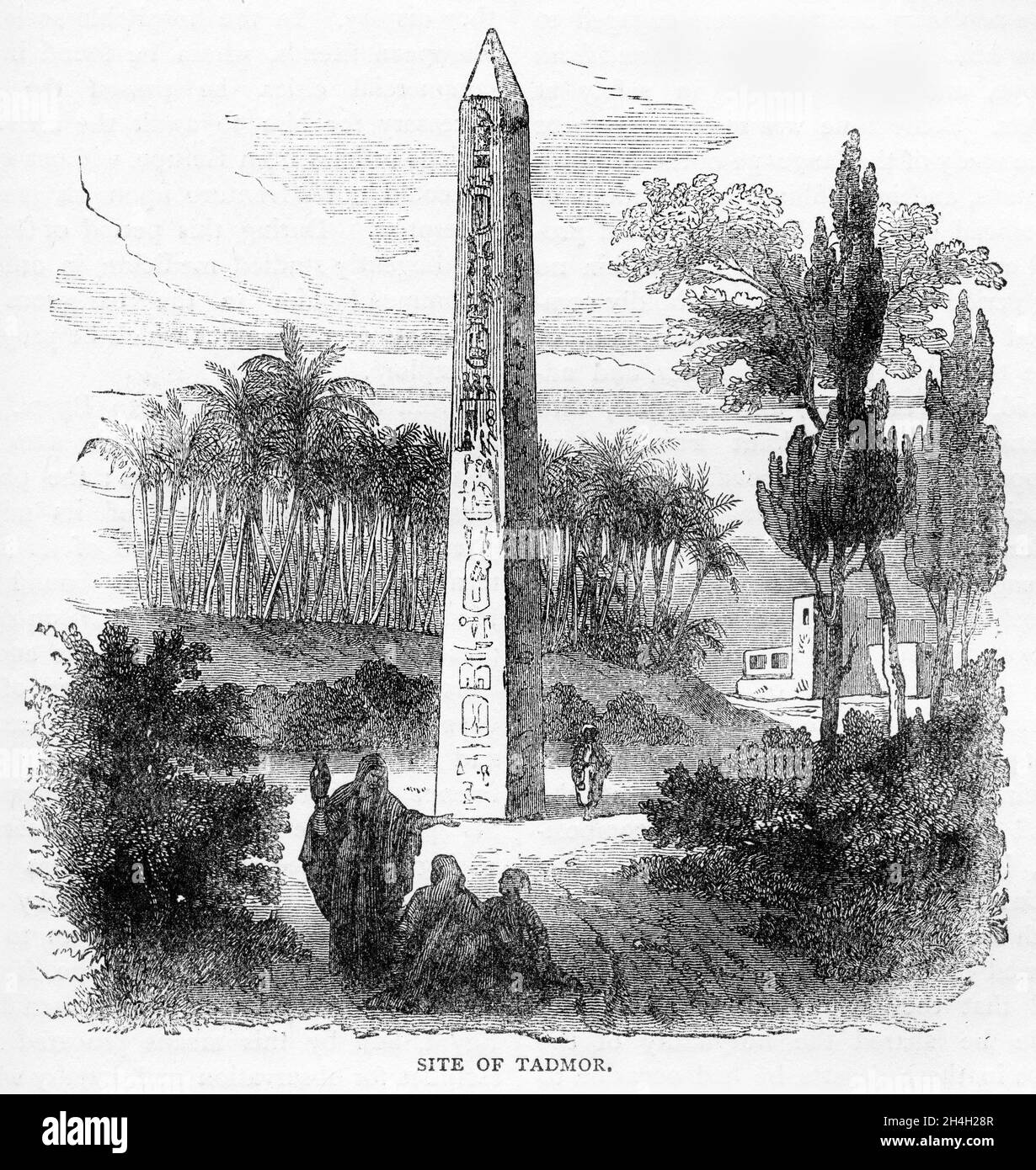 Stich eines Obelisken bei Tadmor in Ägypten, aus einer Publikation um 1890 Stockfoto