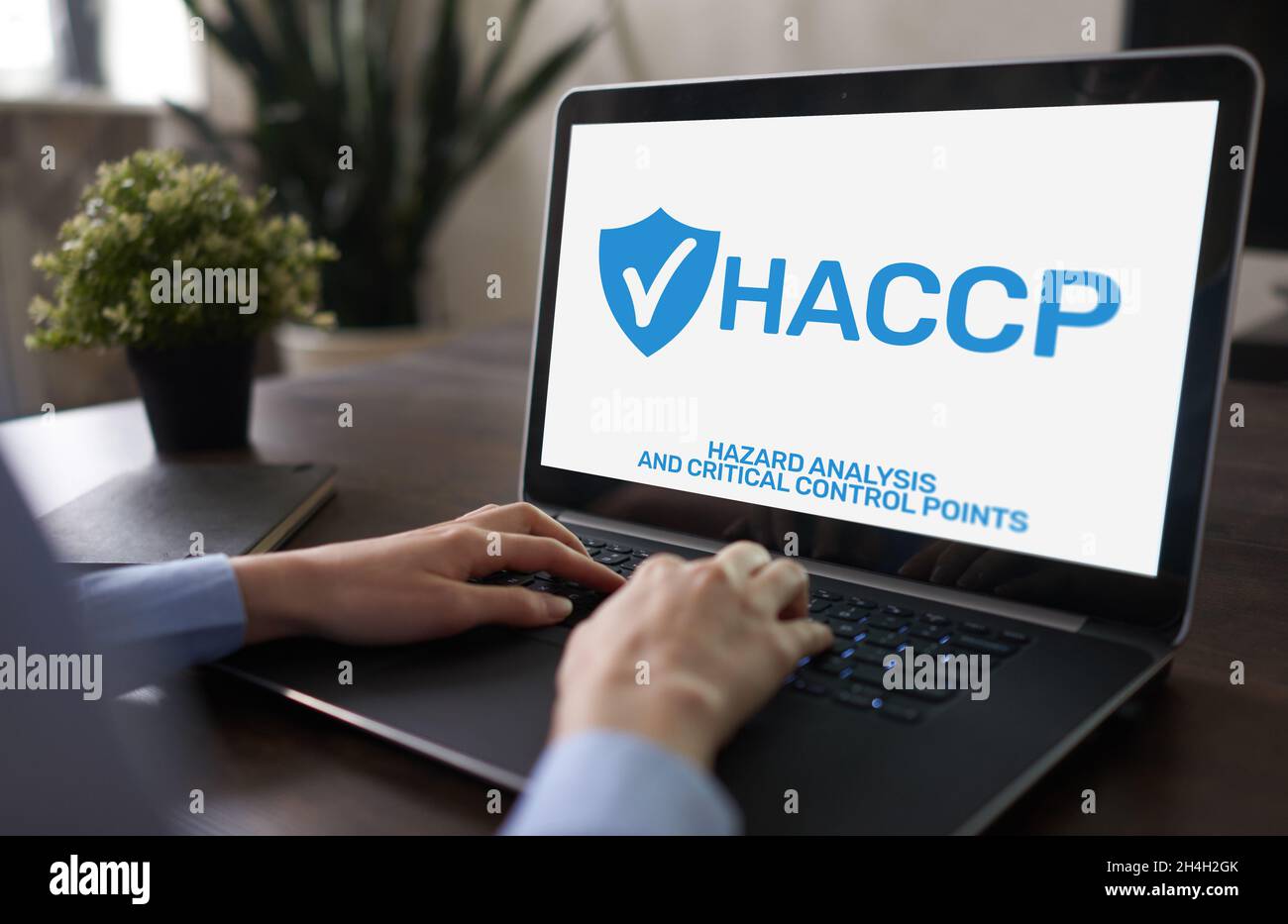 HACCP – Gefahrenanalyse und kritischer Kontrollpunkt. Standard und Zertifizierung, Qualitätskontrollvorschriften für die Lebensmittelindustrie. Stockfoto