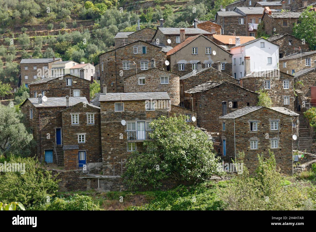 Slate Village Piadao, Piadao, Serra da Estrela, Regiao do Centro, Portugal Stockfoto