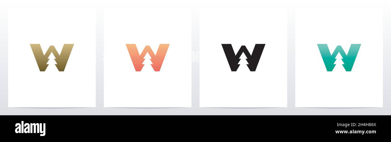 Pine Tree auf Brief Logo Design W Stock Vektor