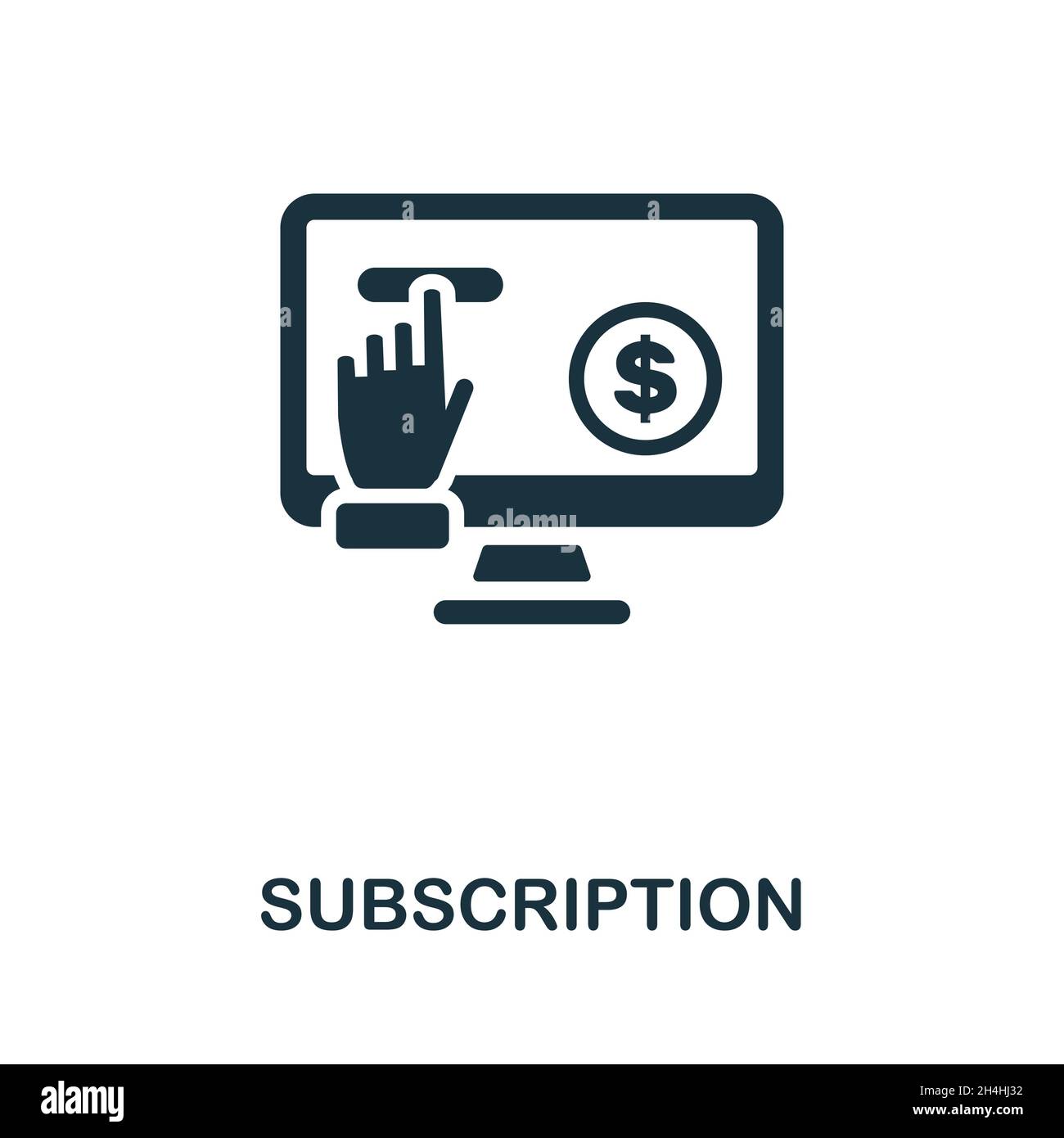 Abonnement-Symbol. Monochromes Schild aus der Social-Media-Marketing-Sammlung. Creative Subscription Icon Illustration für Web-Design, Infografiken und Stock Vektor