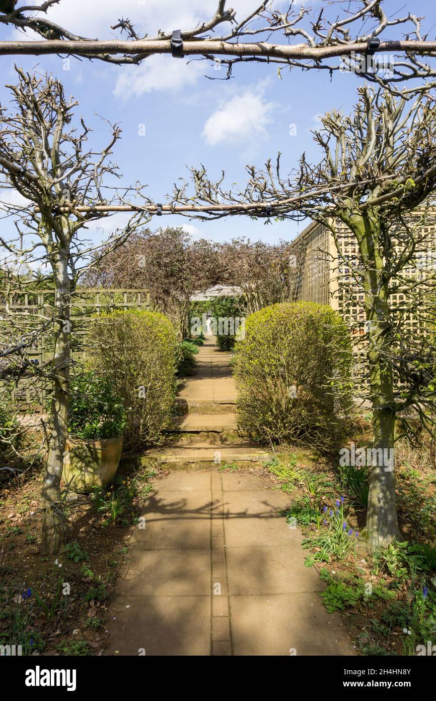 Demonstrationsgarten im National Herb Centre, einem Herbarium und Gartencenter, Warmington, Warwickshire, Großbritannien Stockfoto