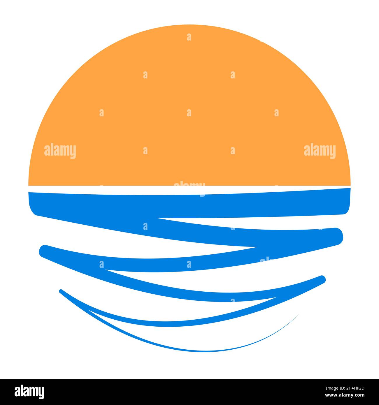 Sonne und Wasser Logo Resort Strand Urlaub Küste Stockillustration Stock Vektor