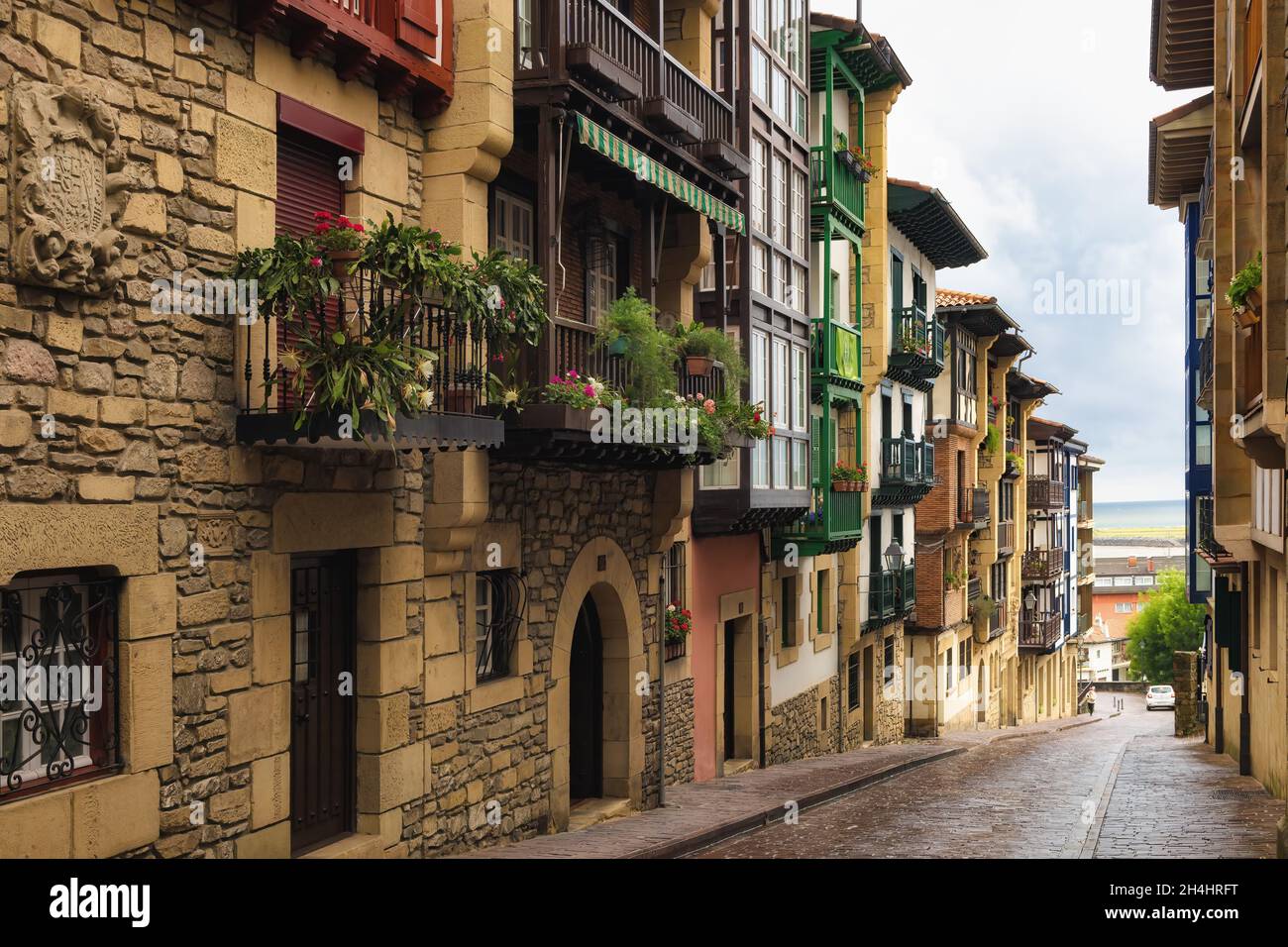 Murrua Straße, im historischen Zentrum von Hondarribia, Euskadi, Spanien Stockfoto