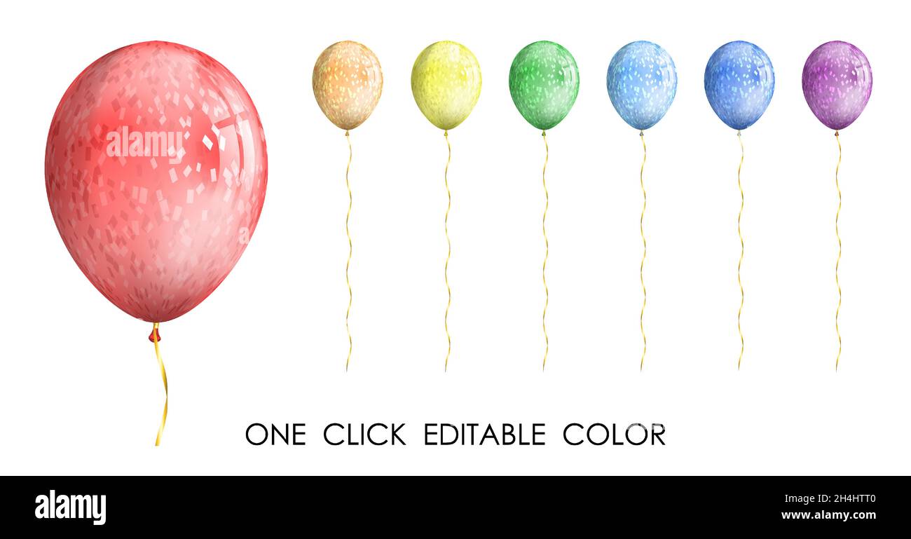 Set von realistischen Ballons zu besonderen Anlässen, Geburtstage und Urlaub Grußkarten schmücken. Realistischer Farbvektor isoliert auf weißem Hintergrund Stock Vektor