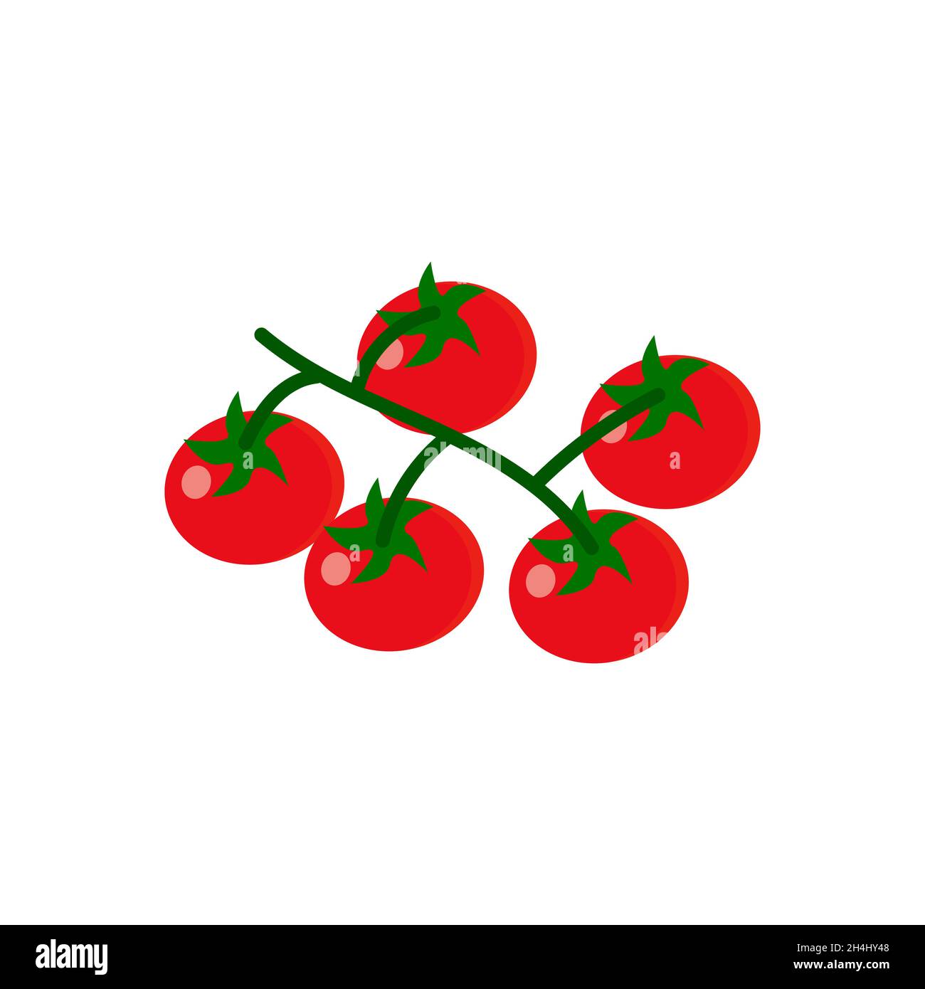 Zweige mit frischen Kirschtomaten. Kleines Gemüse auf der Lebensmittelpflanze. Flache Vektorgrafik isoliert auf weißem Hintergrund Stock Vektor