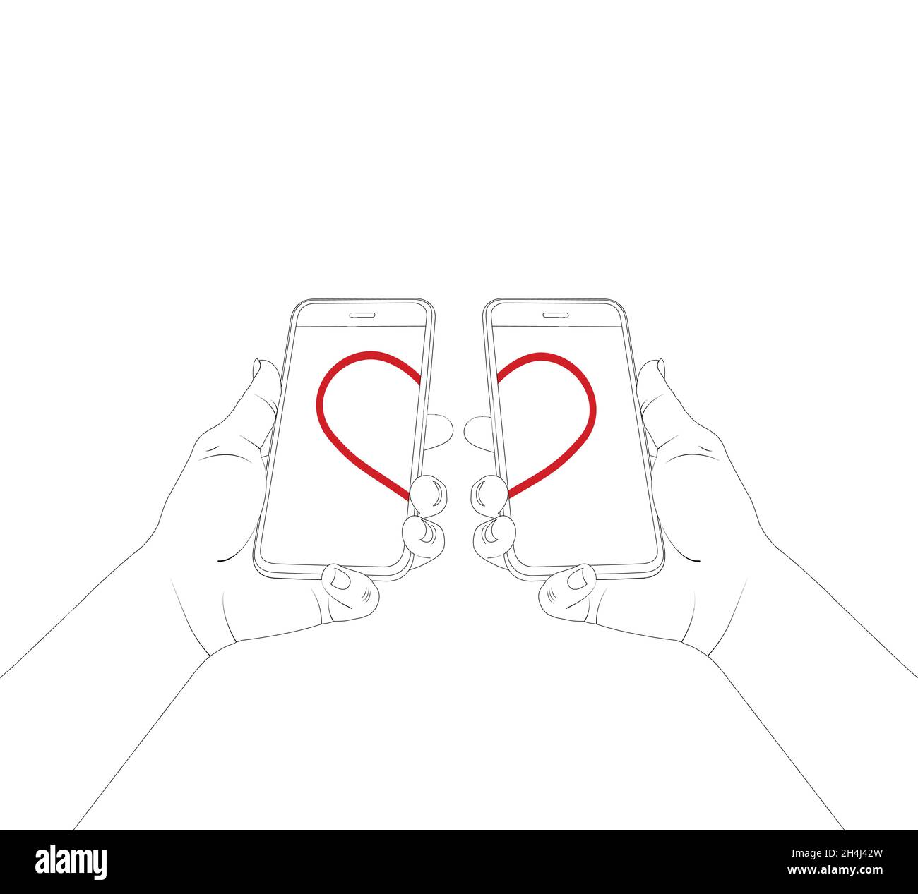 Online-Dating, Flirt online, Flirten mit dem Telefon, Liebe, romantische Messaging, Vektor Stock Illustration Stock Vektor