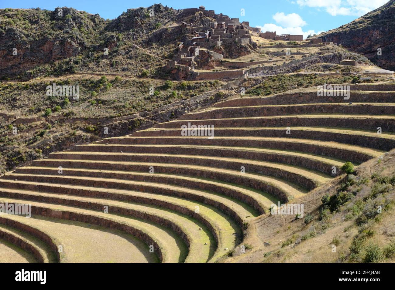 Peru Sacred Valley Pisac - Inka landwirtschaftlichen Terrassen Stockfoto