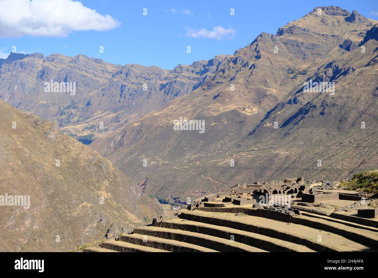 Peru Sacred Valley Pisac - Parque Arqueologico Pisac Inka Ruinen Stockfoto