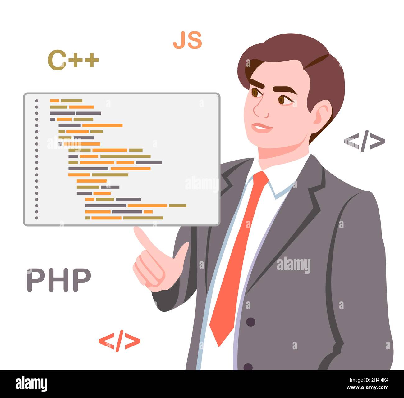 Programmierer mit Code Stock Vektor