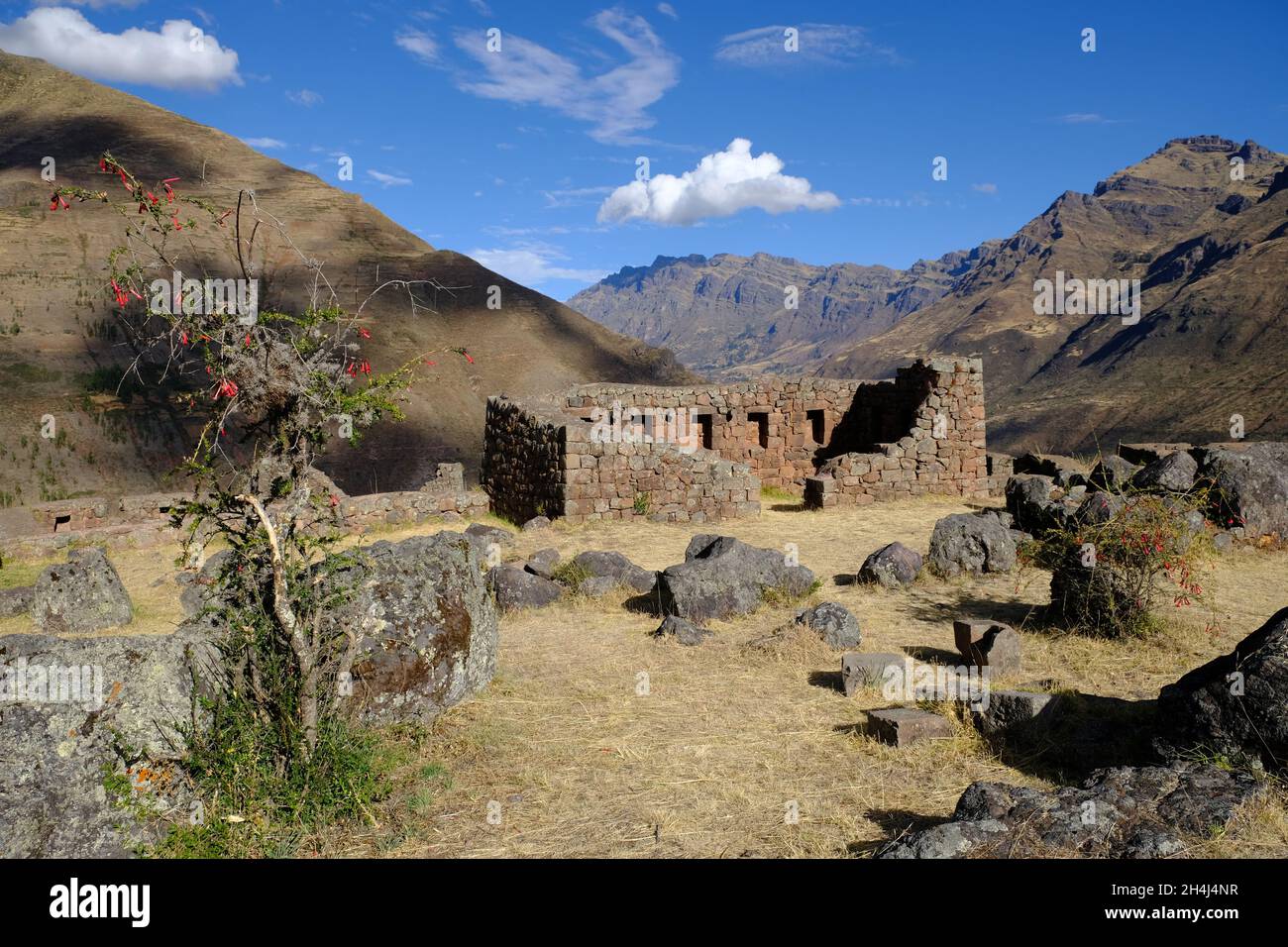 Peru Sacred Valley Pisac - Parque Arqueologico Pisac Inka Ruinen Stockfoto