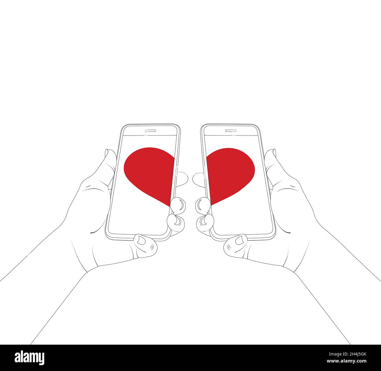 Online-Dating, Flirt online, Flirten mit dem Telefon, Liebe, romantische Messaging, Vektor Stock Illustration Stock Vektor
