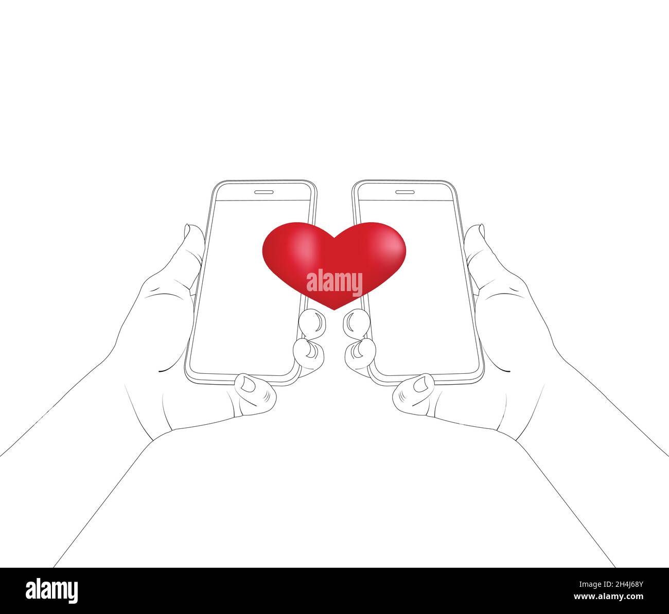 Online-Dating, Flirt online, Flirten mit dem Telefon, Liebe, romantische Messaging, Vektor Stock Illustration Stock Vektor