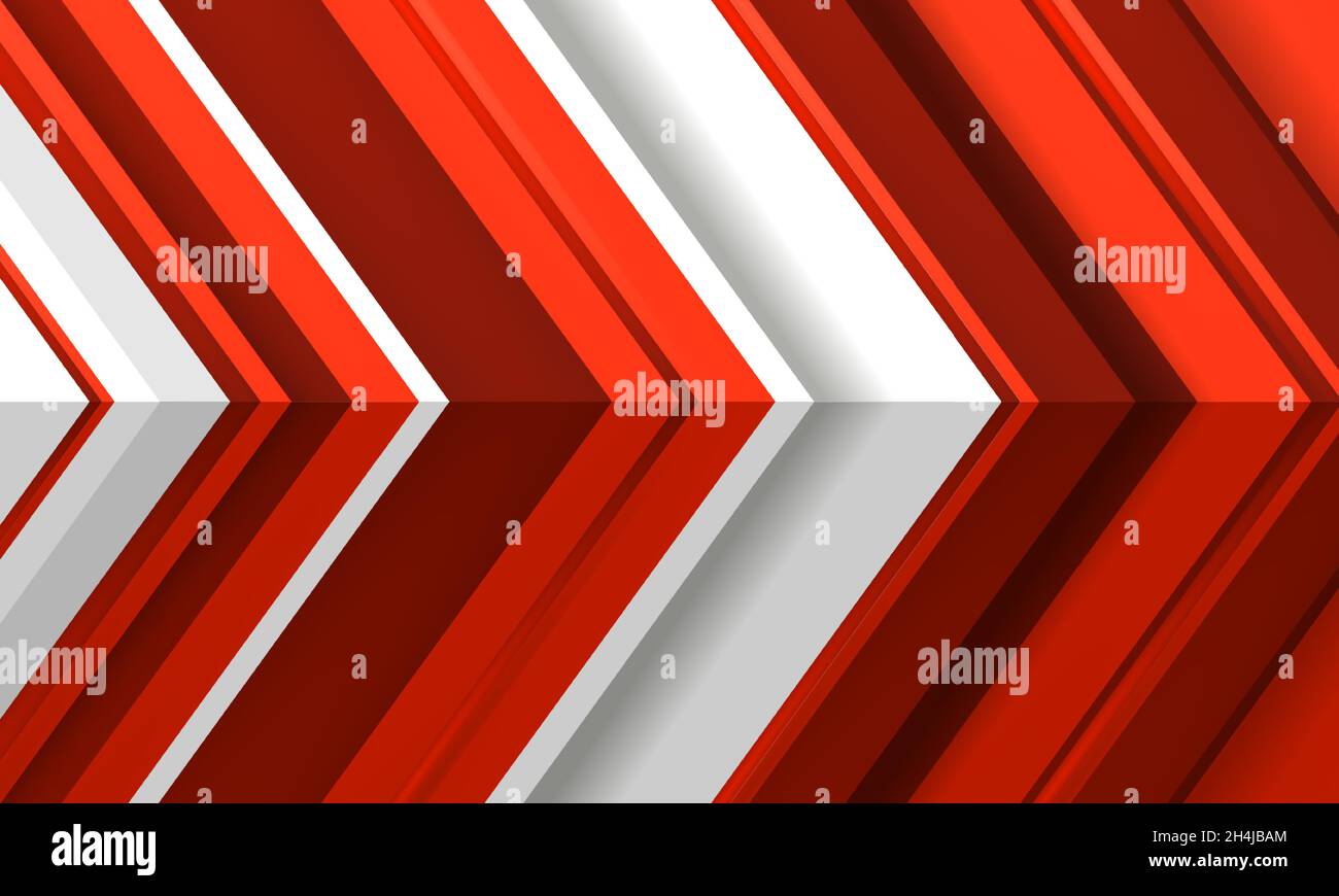 Abstrakte rote Pfeile Richtung auf weißem modernen 3d-Hintergrund mit Winkel. Vektor-3d-Illustration Stock Vektor