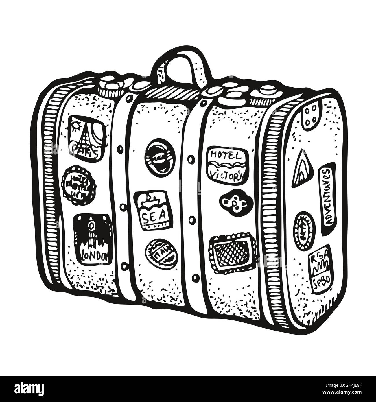 Vintage Koffer Vektor Illustration, alte Reisetasche isoliert auf weißem Hintergrund Stock Vektor