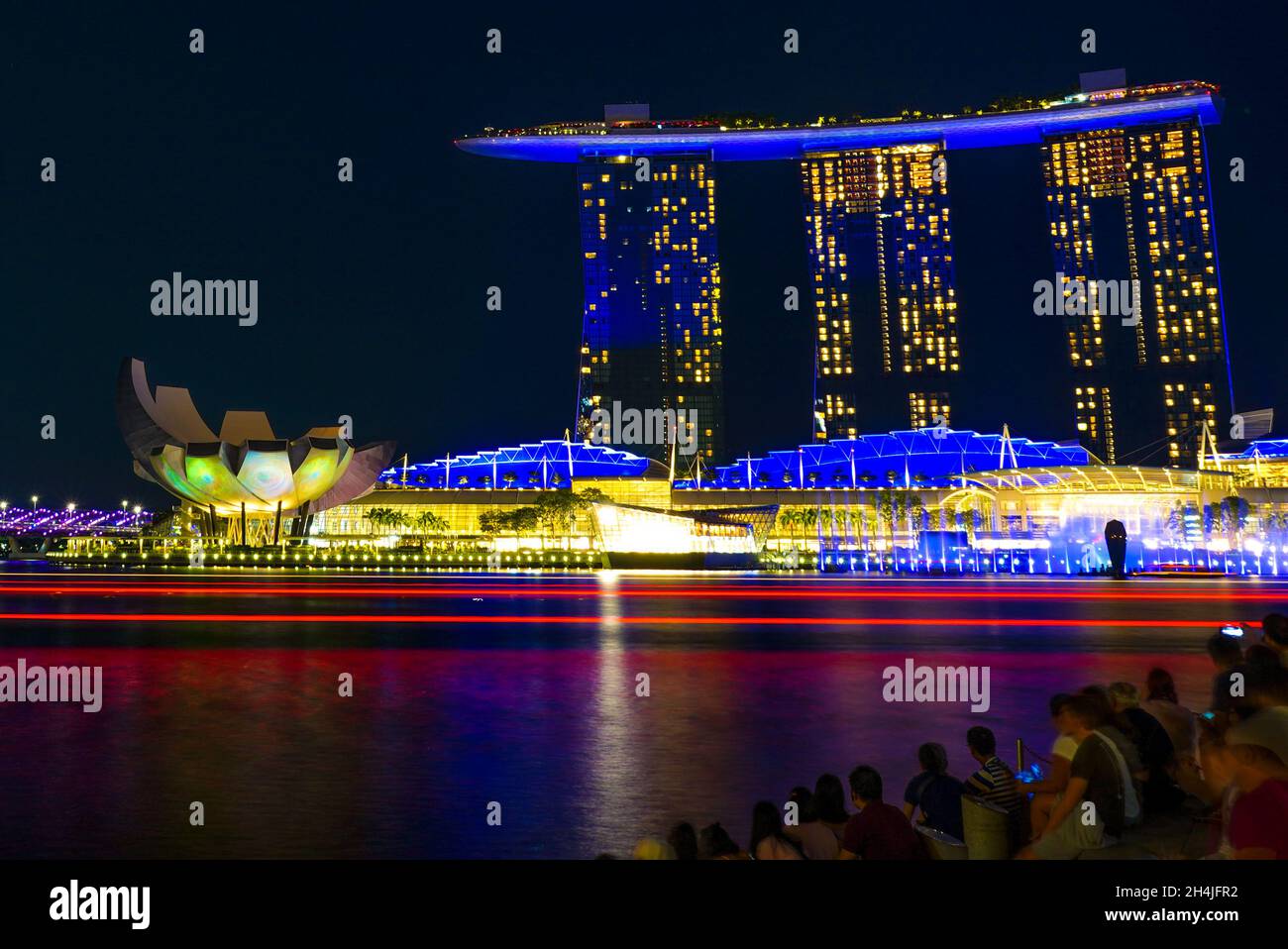 Nachtansicht in Singapur Stockfoto