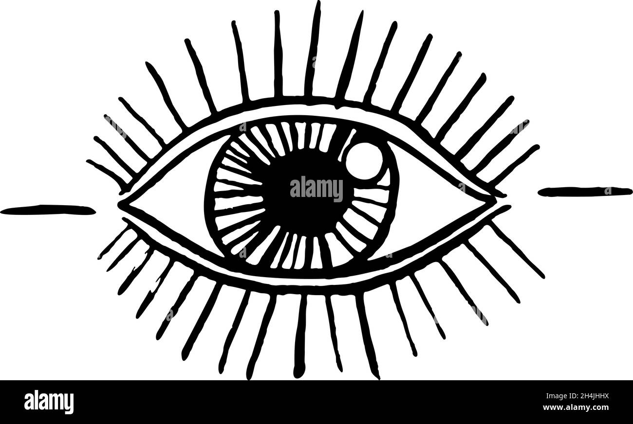 Blackwork Tattoo Blitz. Eye of Providence. Freimaurersymbol. Alle sehen Auge in Dreieckspyramide. Neue Weltordnung. Heilige Geometrie, Religion, Spirituu Stock Vektor