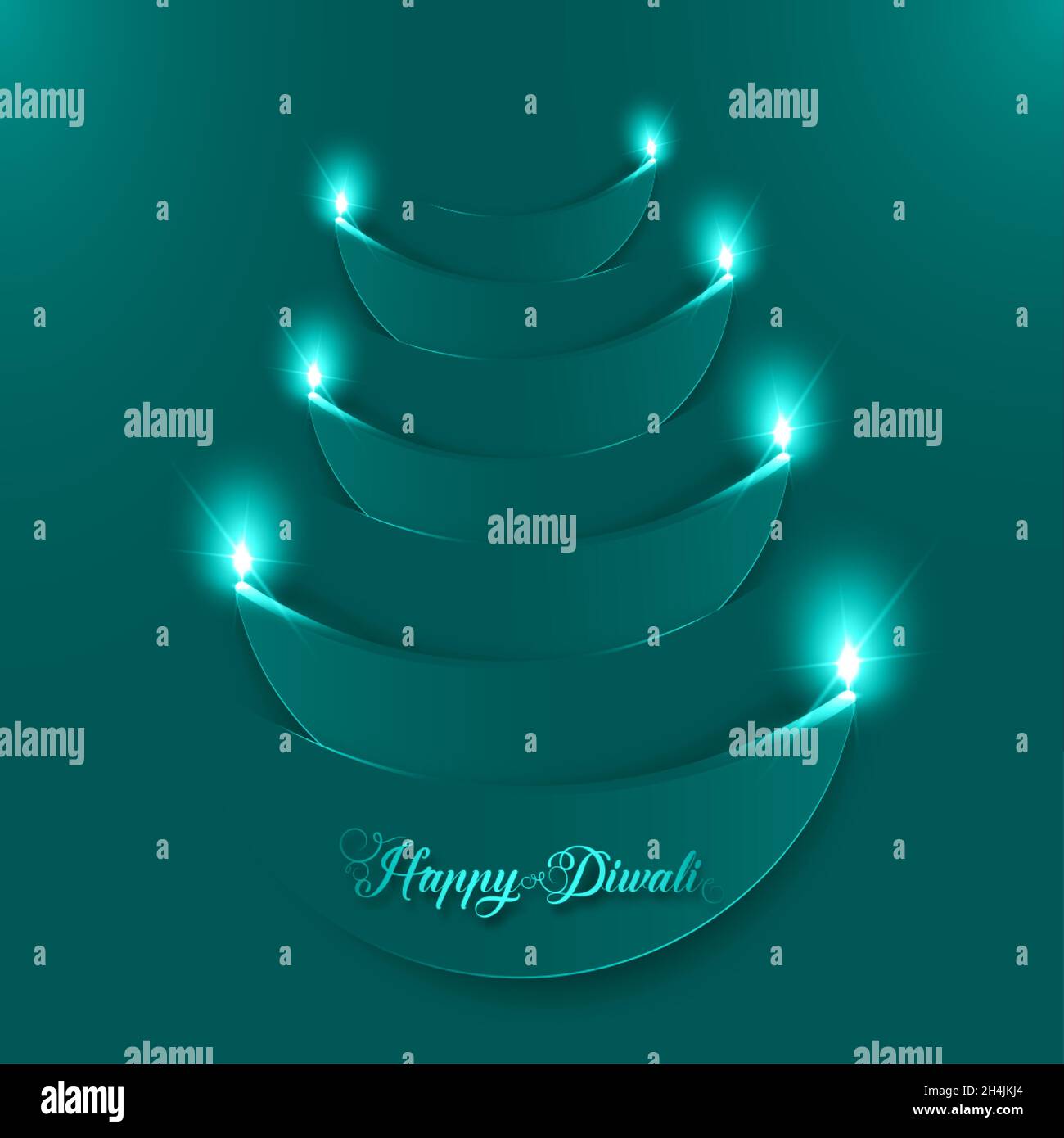 Frohes Diwali. Papiergrafik des indischen Diya Öllampendesigns. Das Festival der Lichter. Vektor-Illustration farbenfroher Hintergrund Stock Vektor