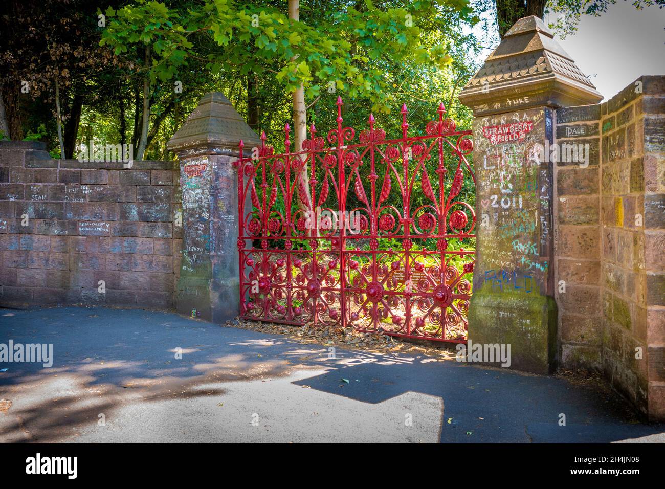 Strawberry Field Gates, Liverpool, Großbritannien. Als Lied über den Beatles-Song „Strawberry Fields for Ever“ Stockfoto