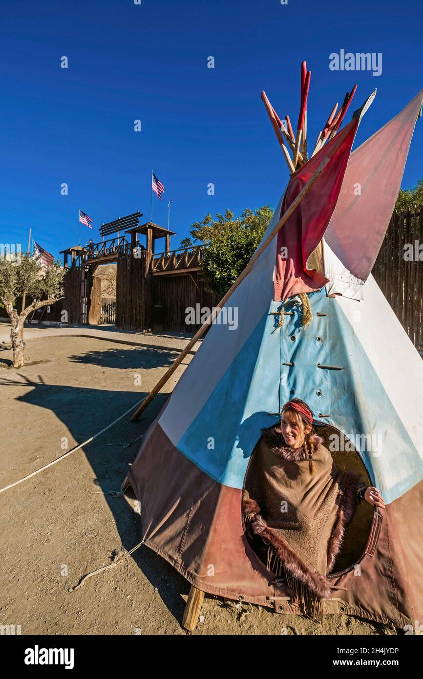 Spanien, Andalusien, Provinz Almeria, Wüste Tabernas, westliche Stadt Mini Hollywood (auch Oasys genannt) Stockfoto