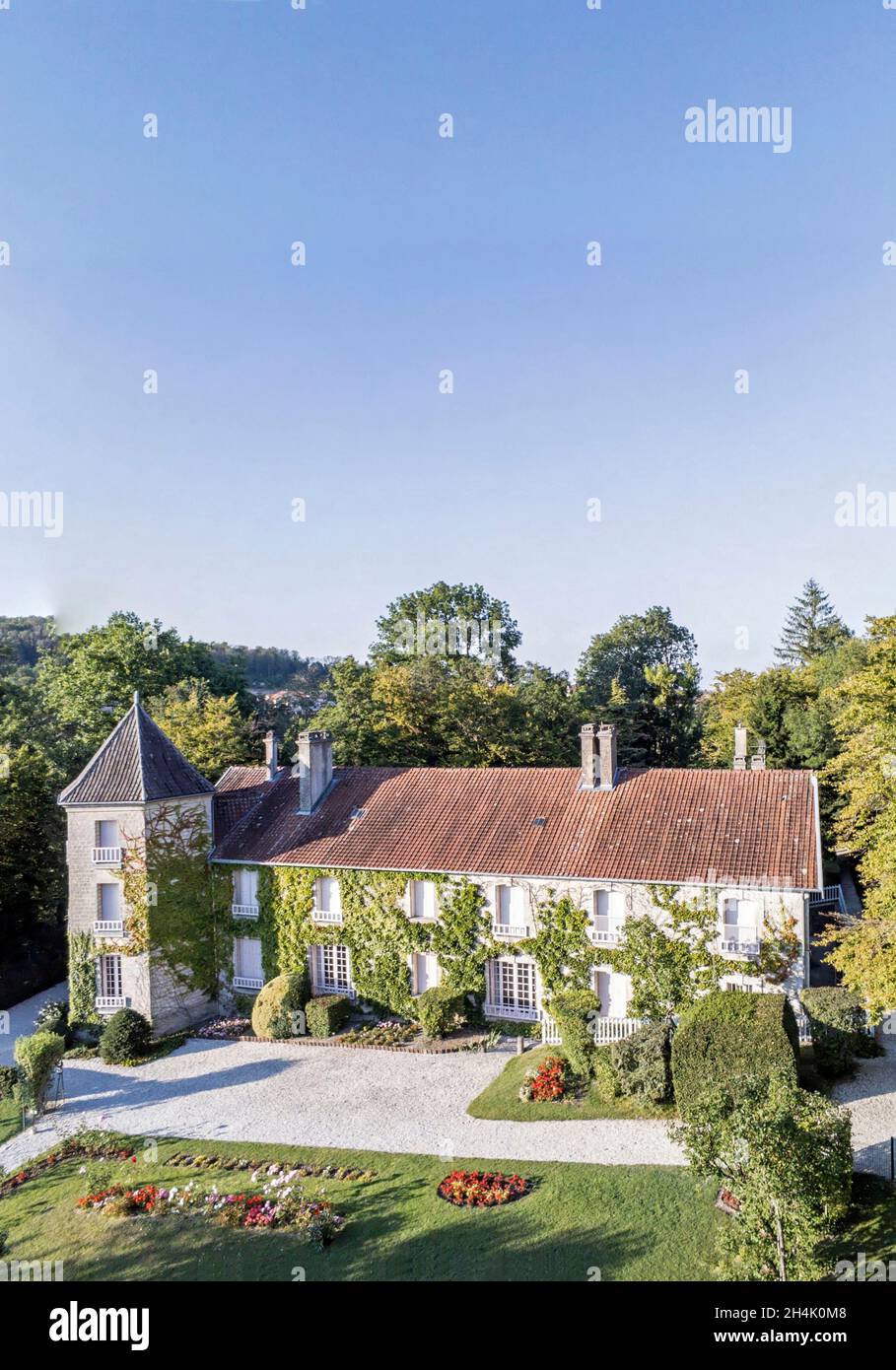 Frankreich, Haute Marne, Colombey-les-deux-Eglises, La Boisserie, Charles de Gaulle-Haus (vue a?rienne) Stockfoto
