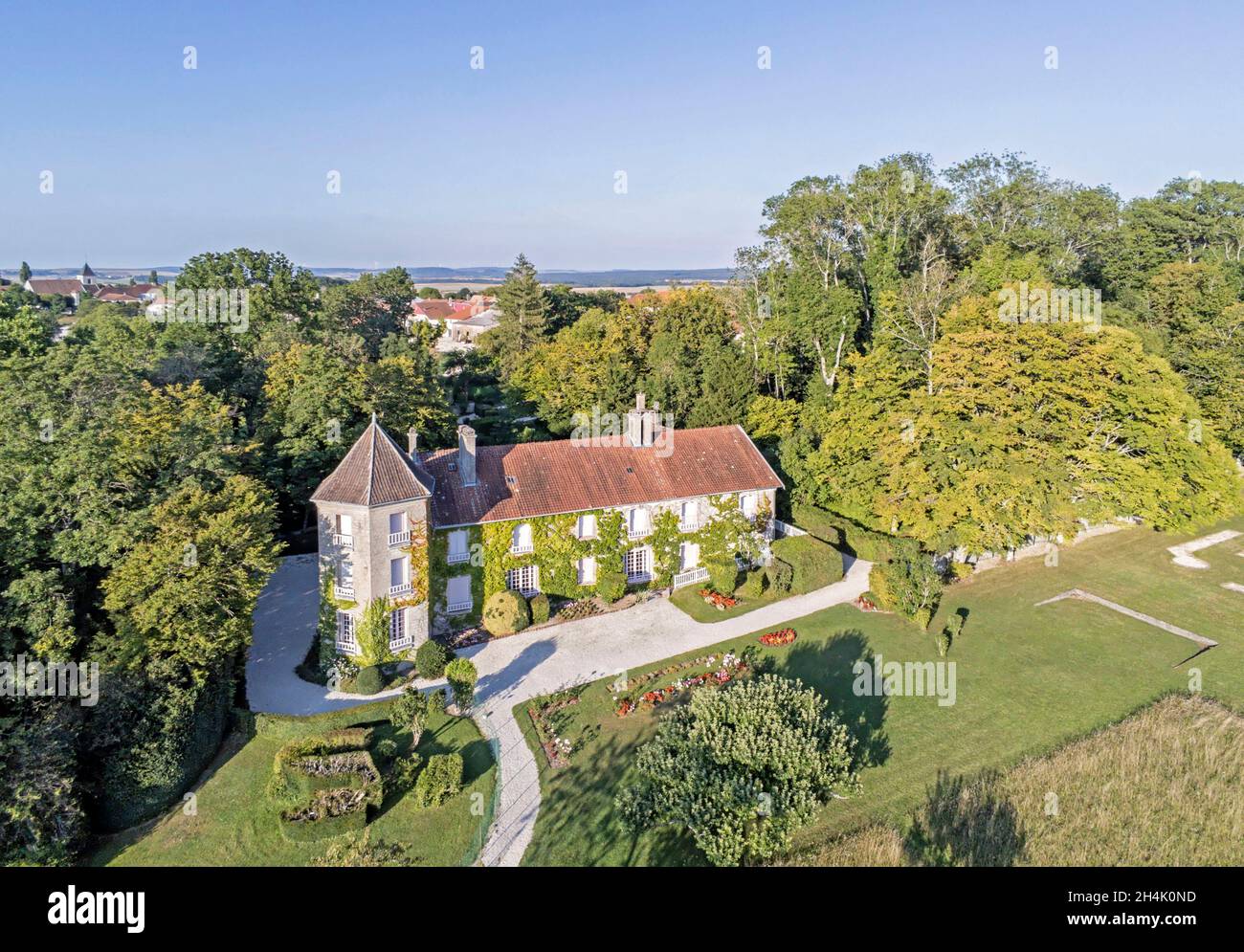 Frankreich, Haute Marne, Colombey-les-deux-Eglises, La Boisserie, Charles de Gaulle-Haus (vue a?rienne) Stockfoto